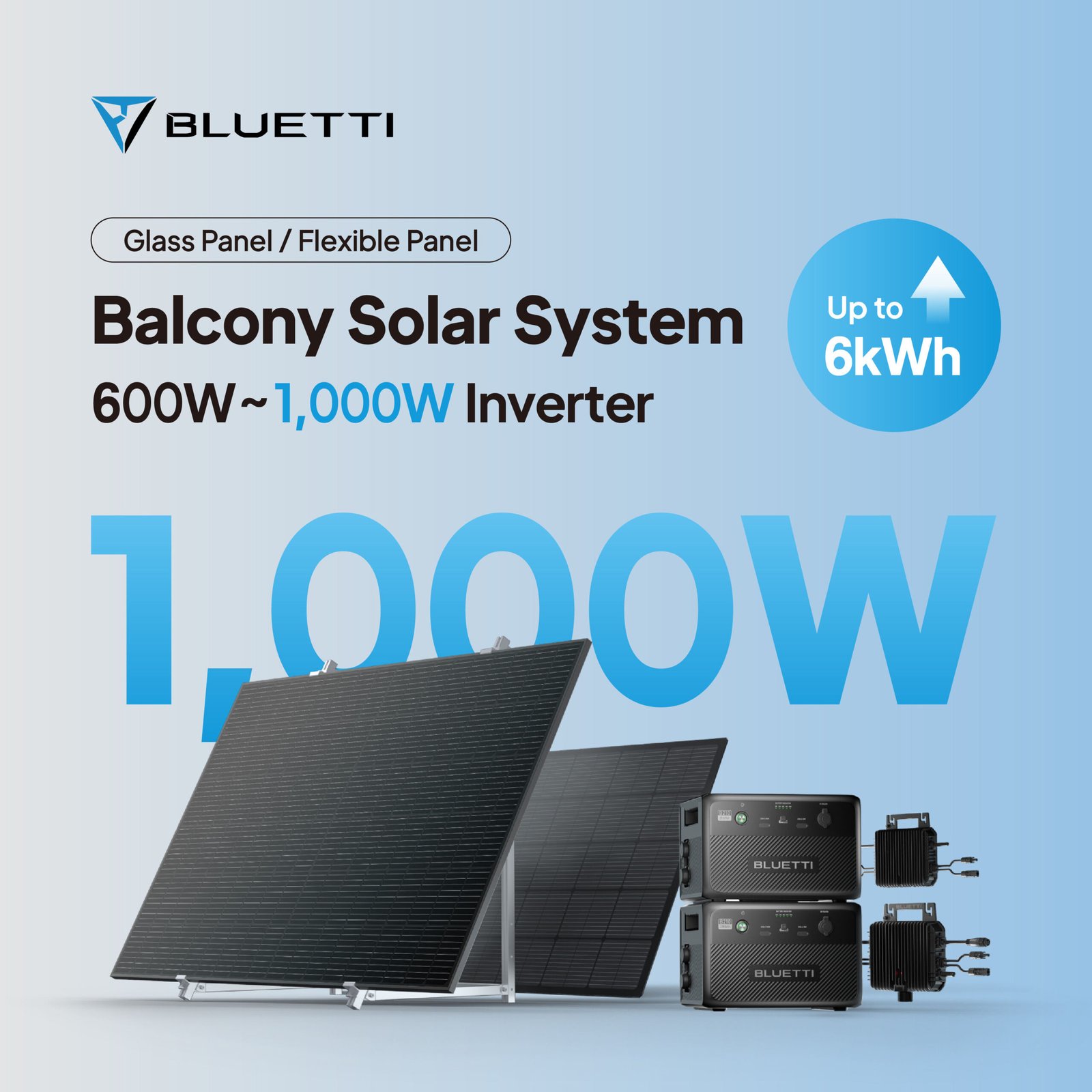 Bluetti Compact 350W/450W/550W Balcony Solar System Kit with 800W Micro Inverter Battery EU Certified DIY Installation Energy Savings - Image 4